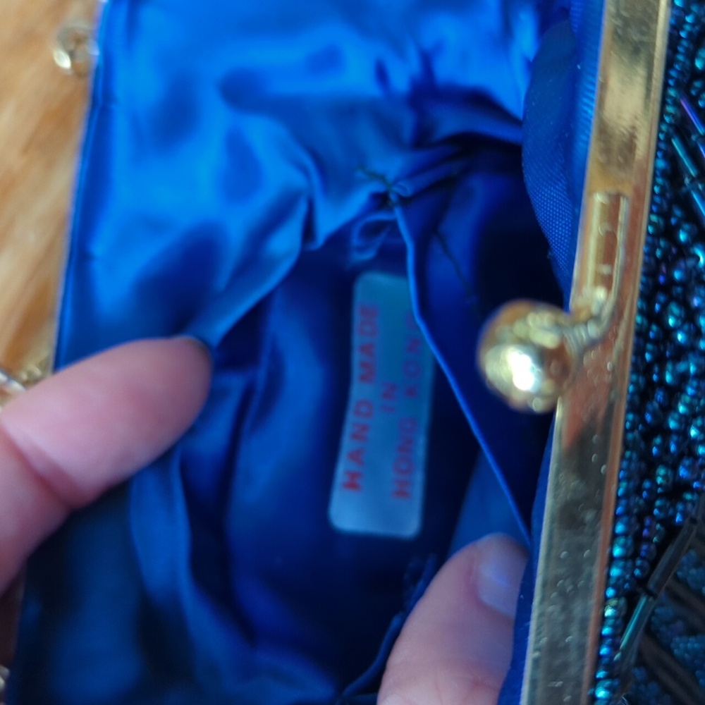 Vintage Blue Beaded Evening Bag - Picture 6 of 6